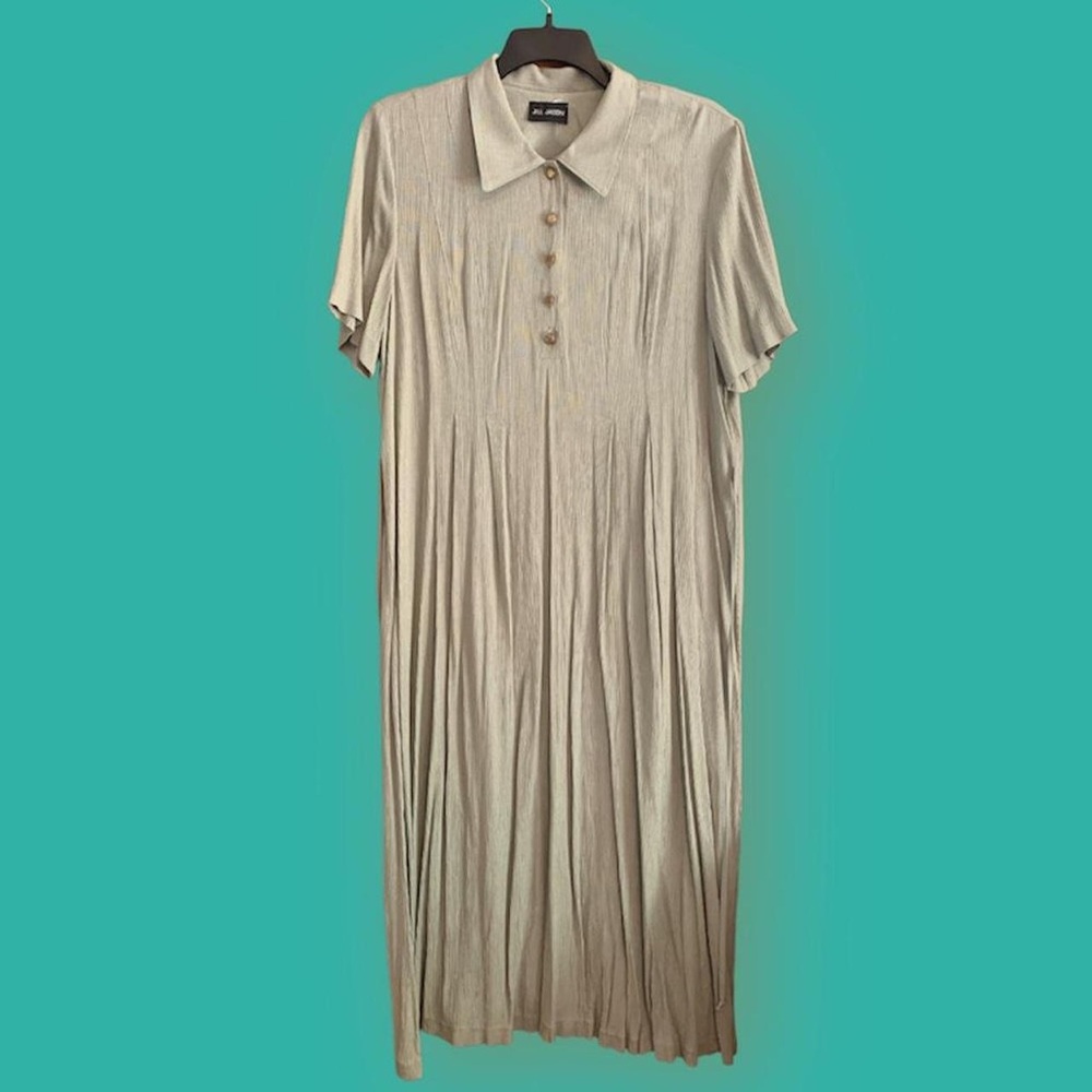 Vintage sage green collared maxi dress